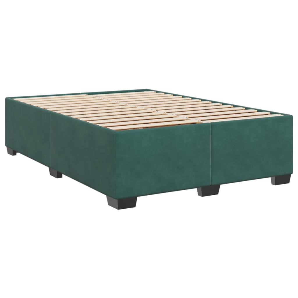 Pat box spring cu saltea, verde închis, 160x200 cm, catifea