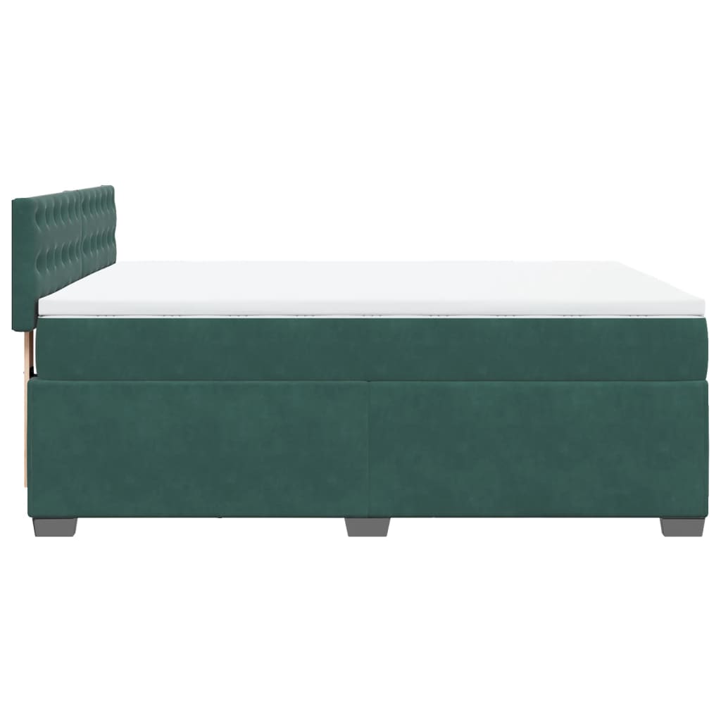 Pat box spring cu saltea, verde închis, 160x200 cm, catifea