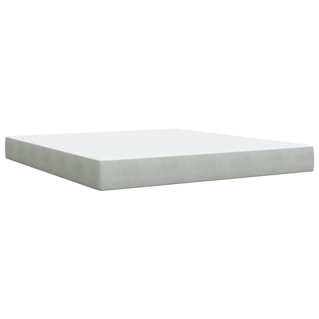 Pat box spring cu saltea, gri deschis, 180x200 cm, catifea