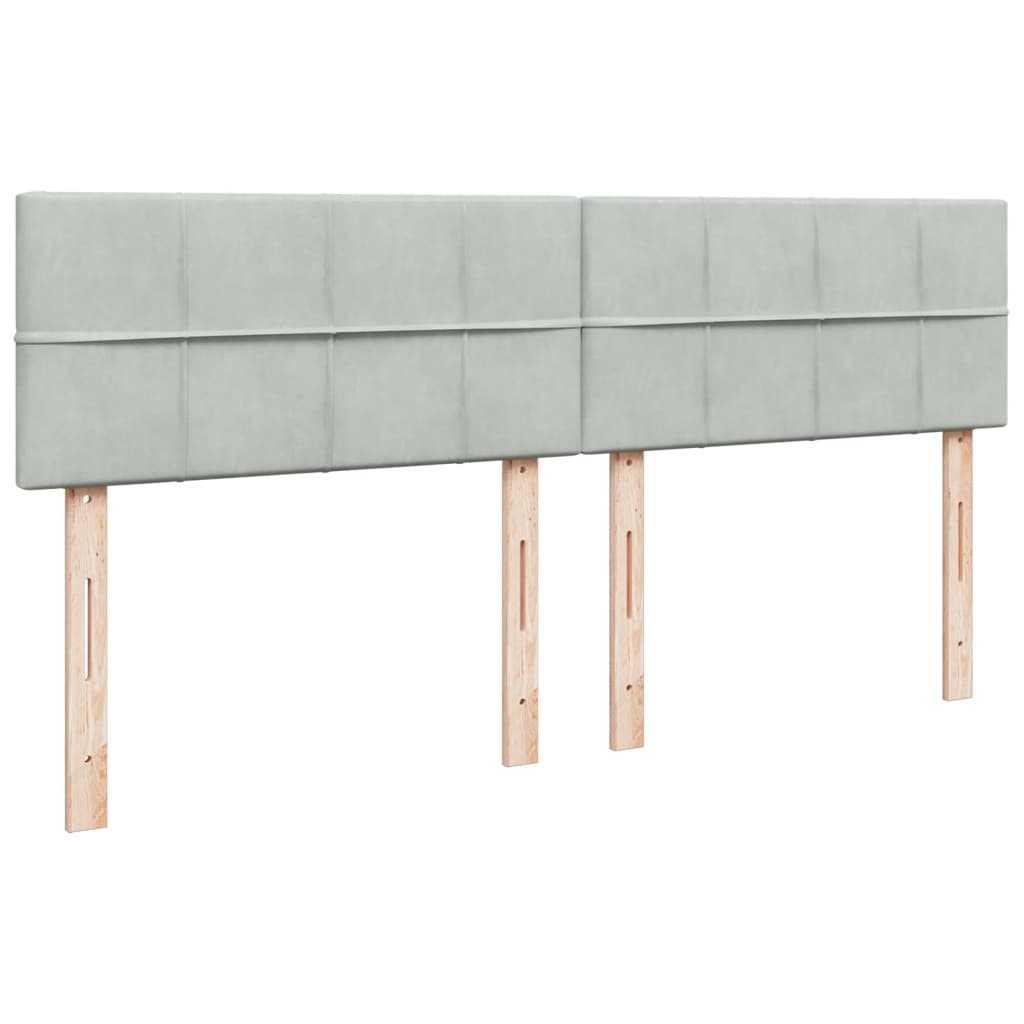 Pat box spring cu saltea, gri deschis, 180x200 cm, catifea