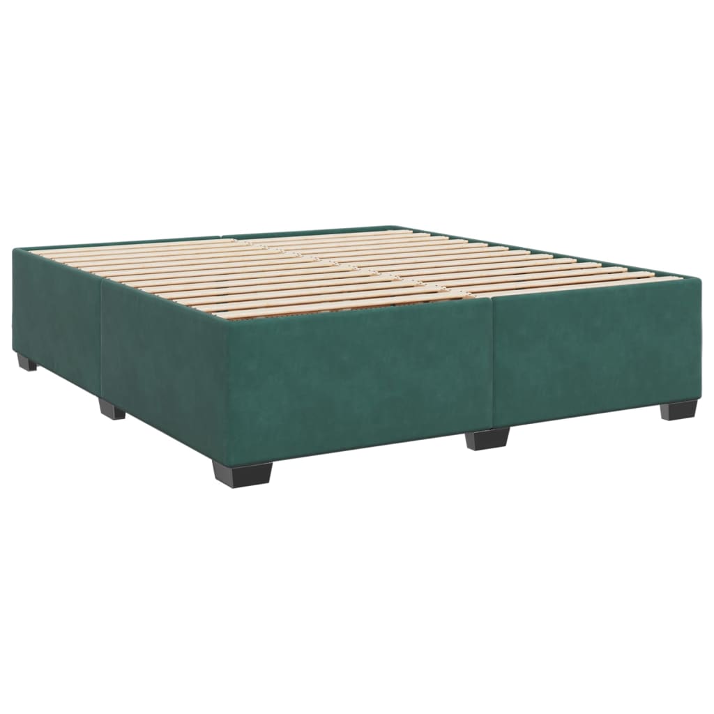 Pat box spring cu saltea, verde închis, 180x200 cm, catifea