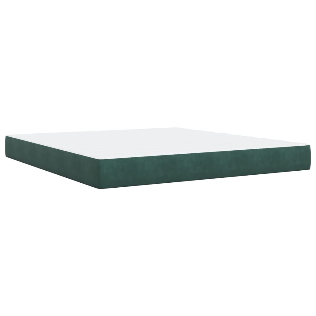 Pat box spring cu saltea, verde închis, 180x200 cm, catifea