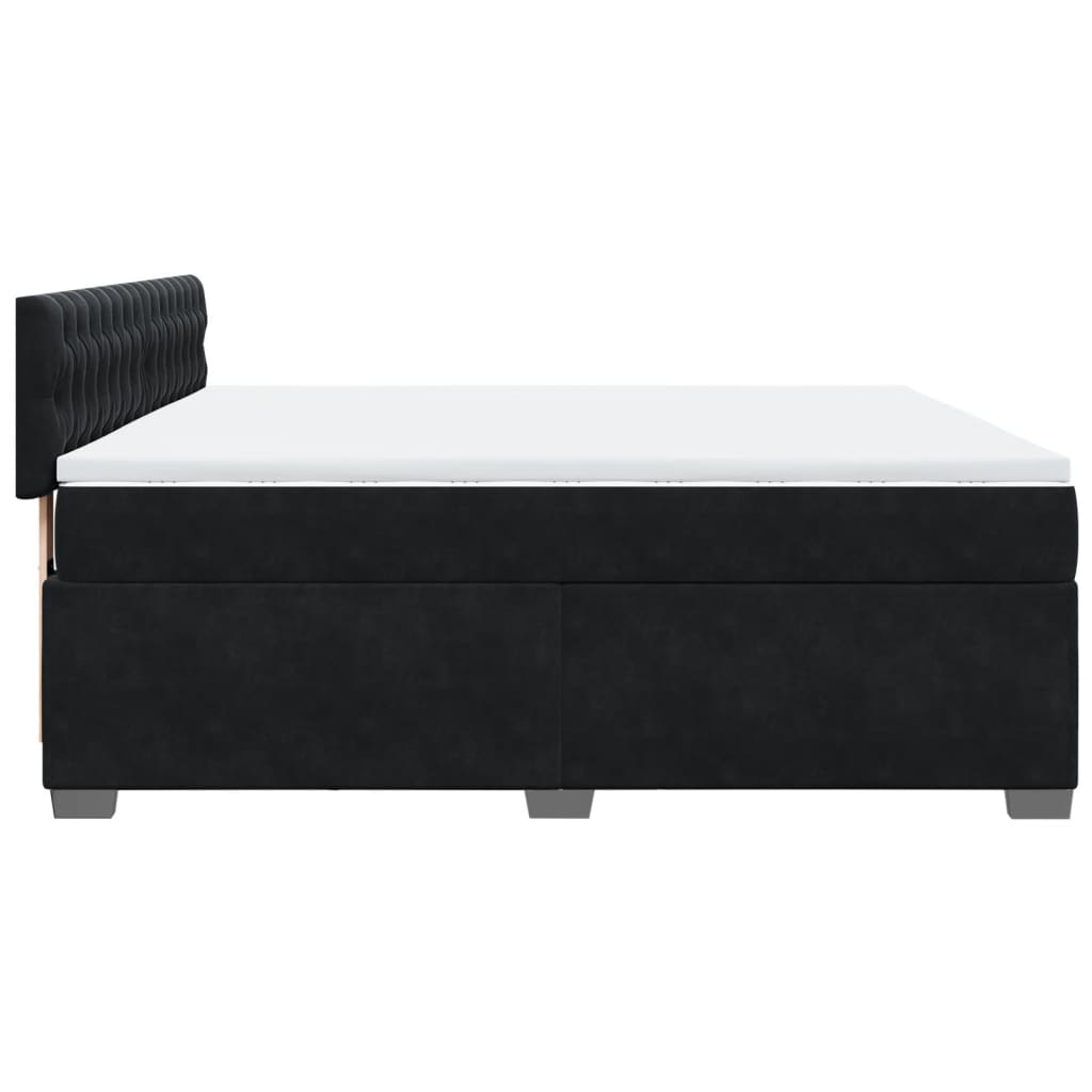 Pat box spring cu saltea, negru, 180x200 cm, catifea