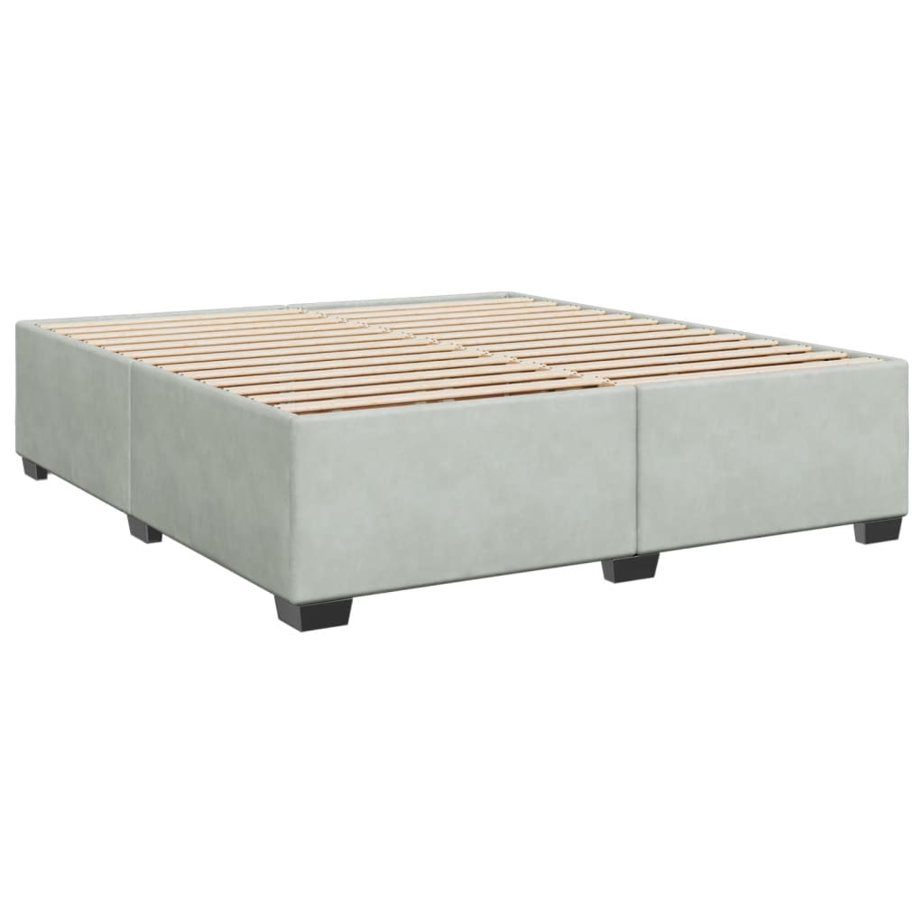 Pat box spring cu saltea, gri deschis, 180x200 cm, catifea