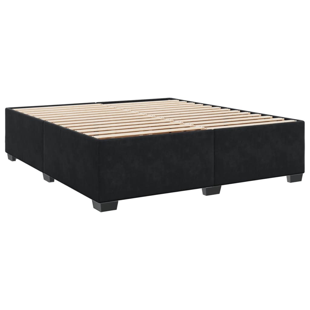 Pat box spring cu saltea, negru, 180x200 cm, catifea