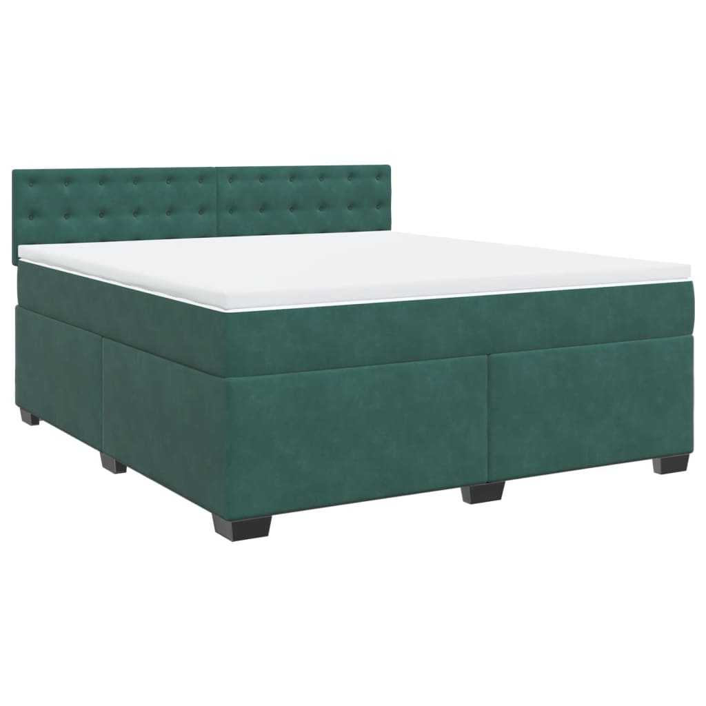 Pat box spring cu saltea, verde închis, 180x200 cm, catifea