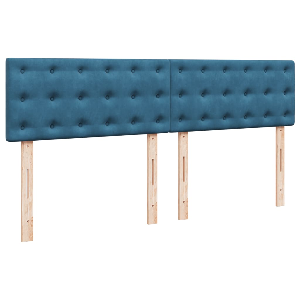 Pat box spring cu saltea, albastru, 180x200 cm, catifea