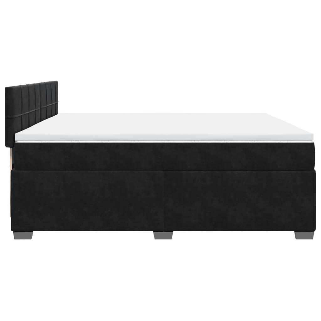 Pat box spring cu saltea, negru, 200x200 cm, catifea