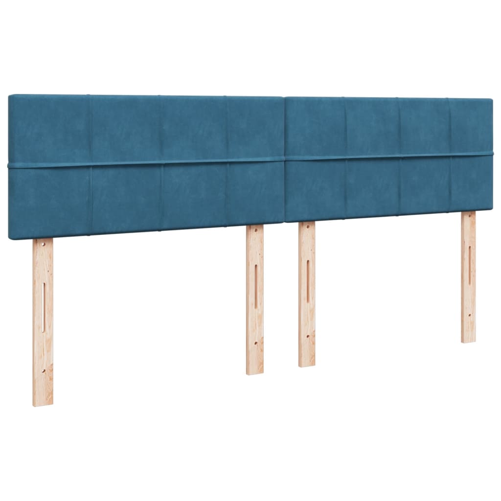 Pat box spring cu saltea, albastru, 200x200 cm, catifea