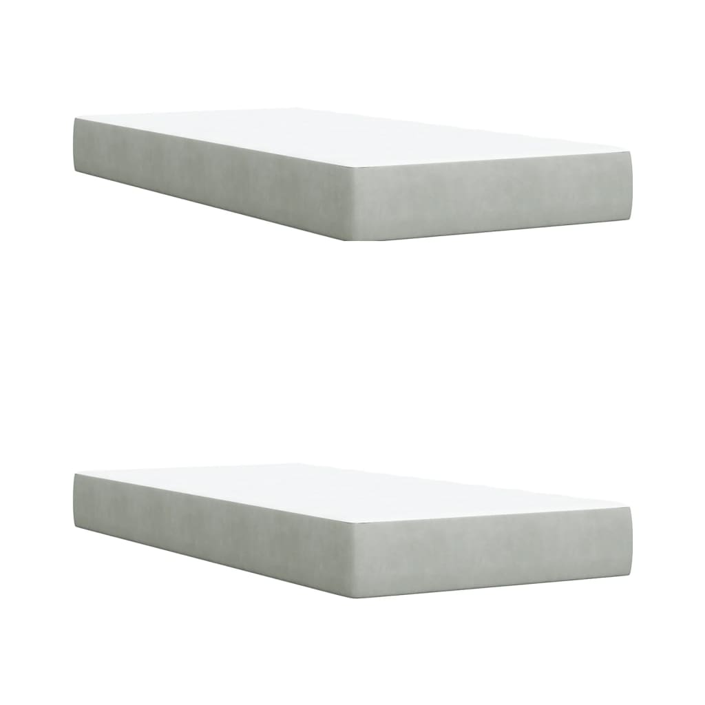 Pat box spring cu saltea, gri deschis, 200x200 cm, catifea