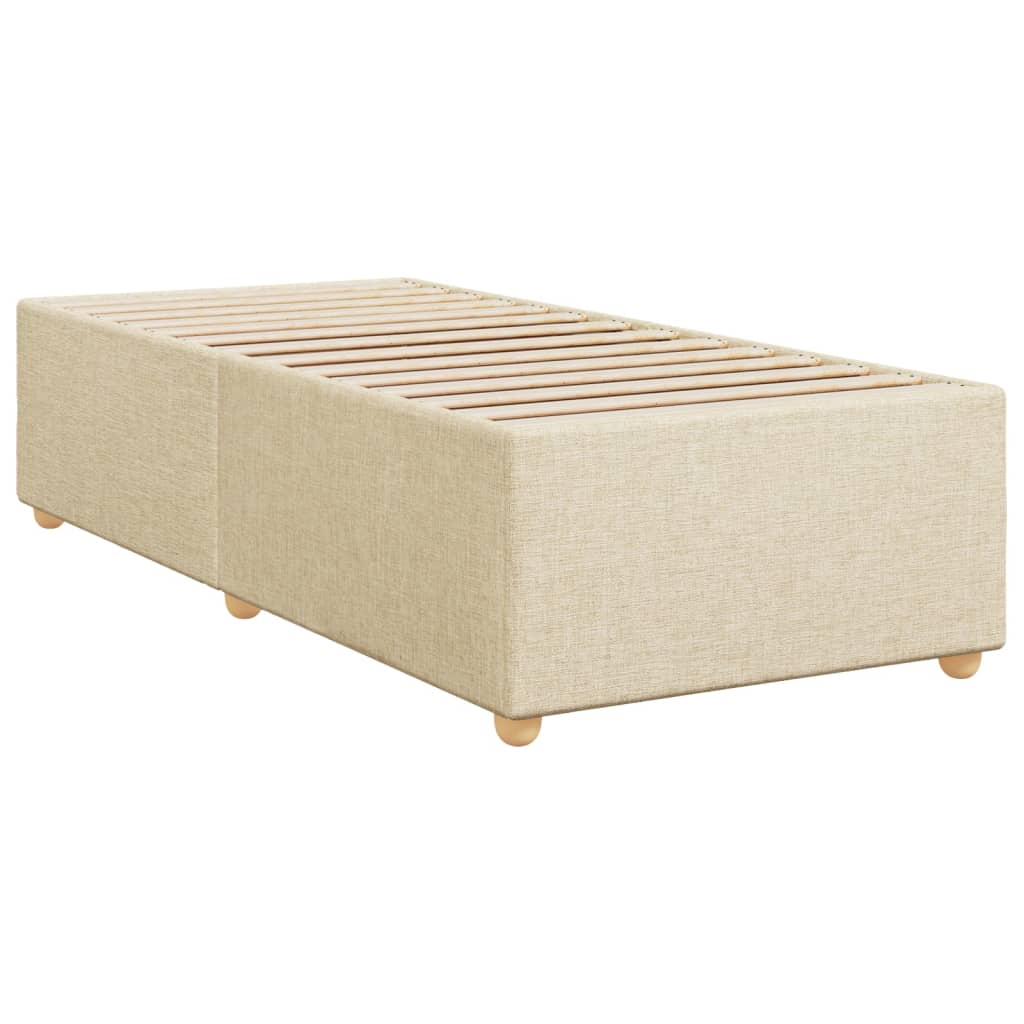 Pat box spring cu saltea, crem, 90x190 cm, textil