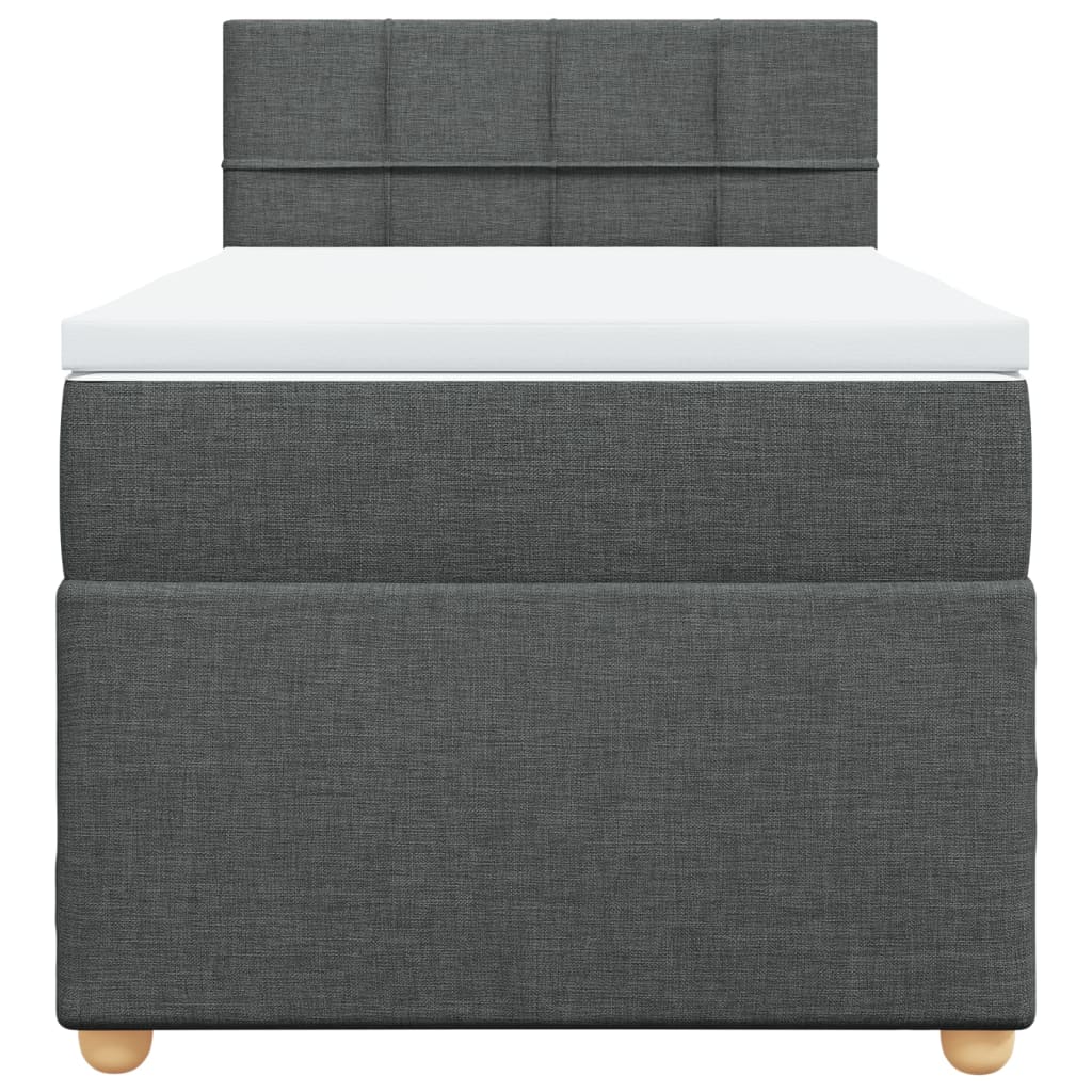 Pat box spring cu saltea, gri închis, 90x190 cm, textil