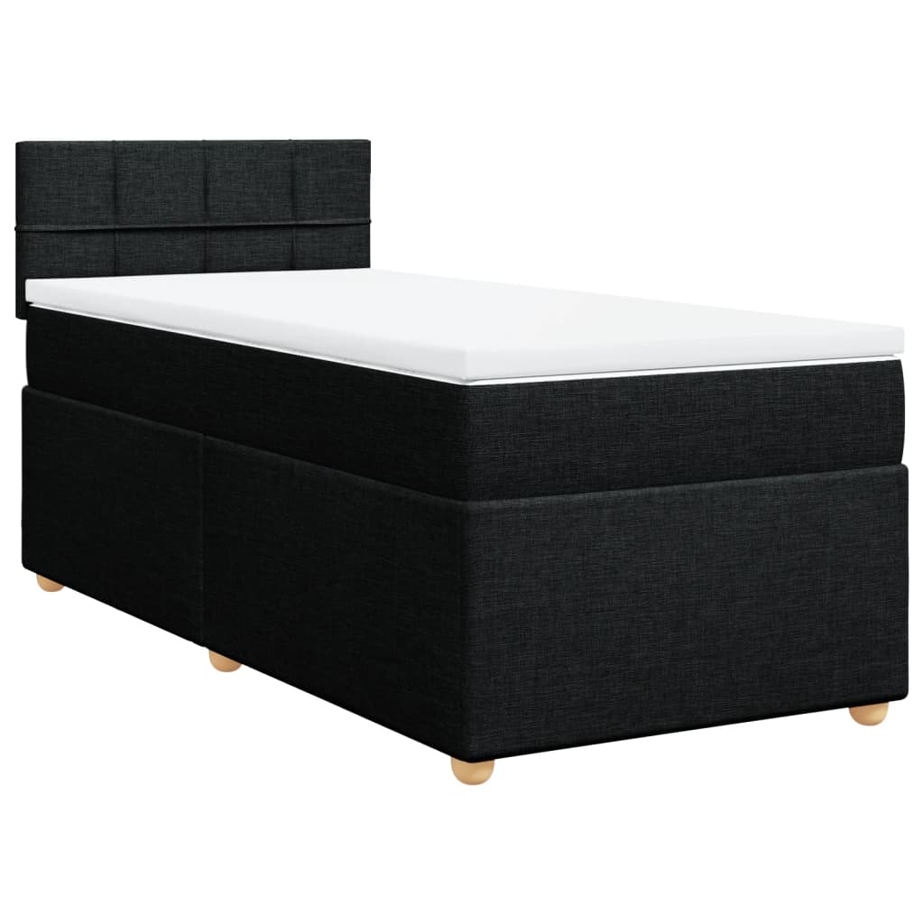 Pat box spring cu saltea, negru, 90x190 cm, textil