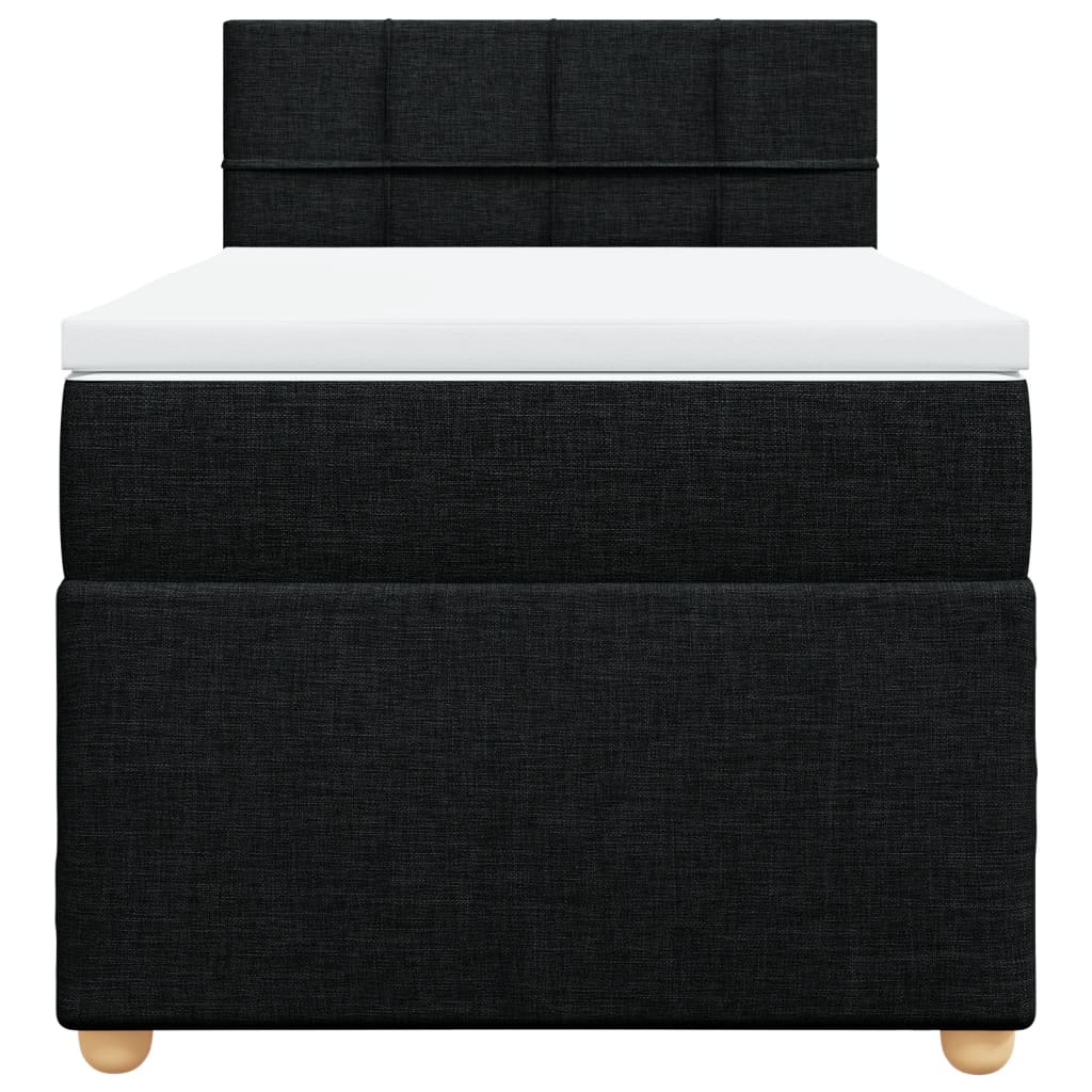 Pat box spring cu saltea, negru, 90x190 cm, textil