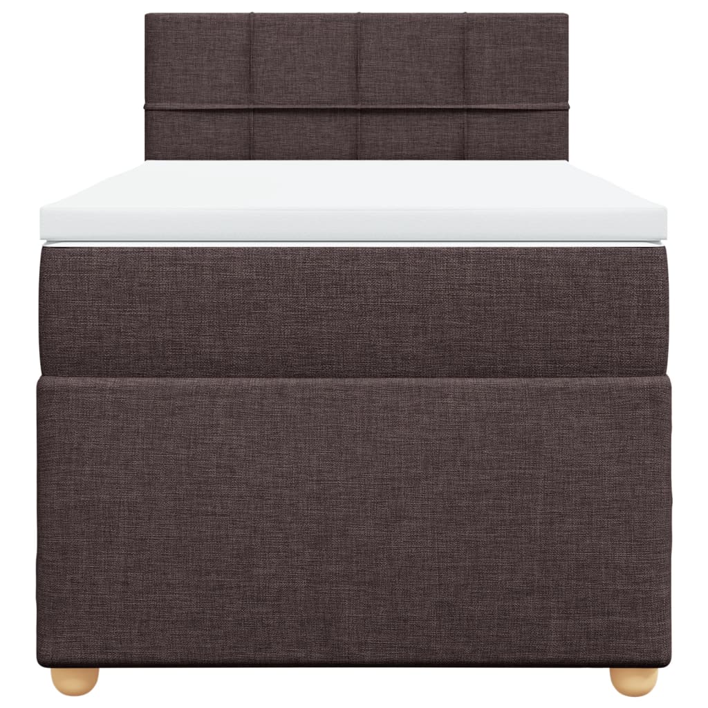 Pat box spring cu saltea, maro închis, 90x190 cm, textil