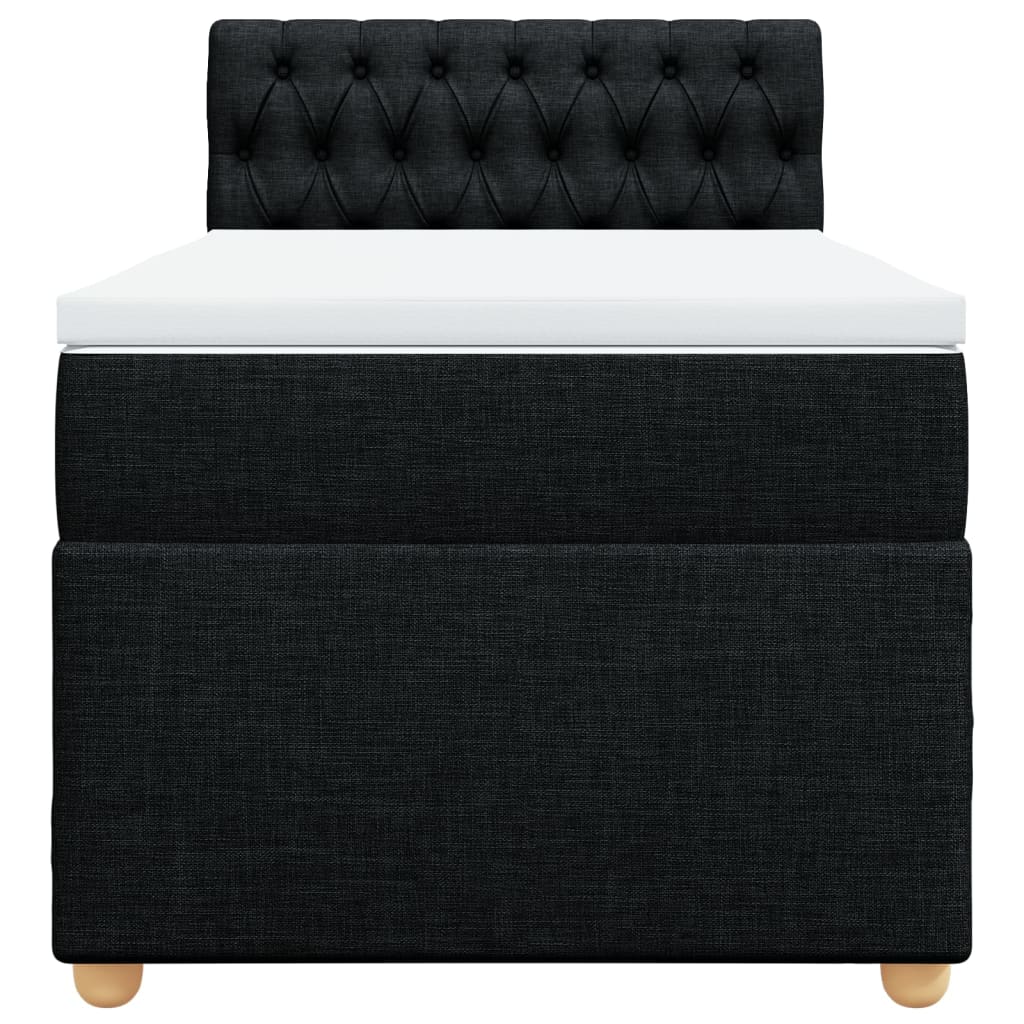 Pat box spring cu saltea, negru, 90x190 cm, textil