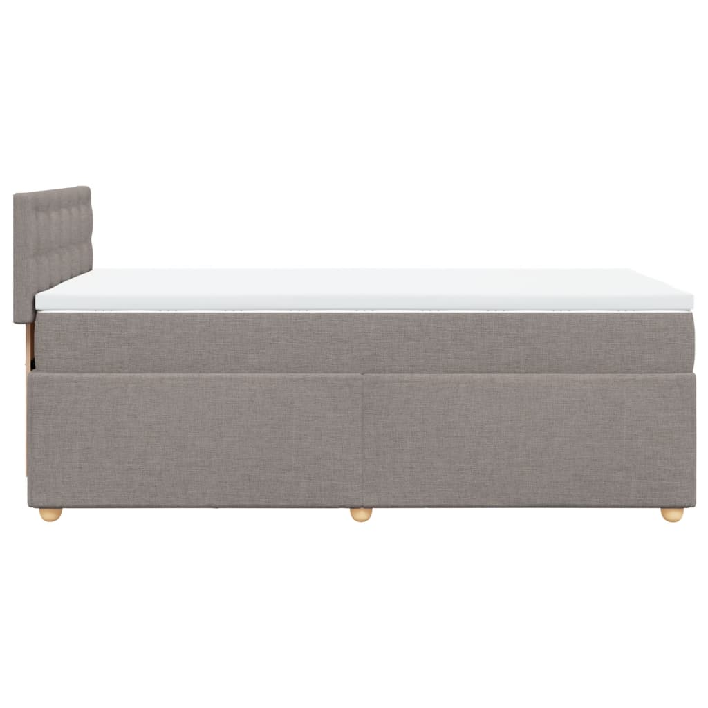 Pat box spring cu saltea, gri taupe, 90x190 cm, textil