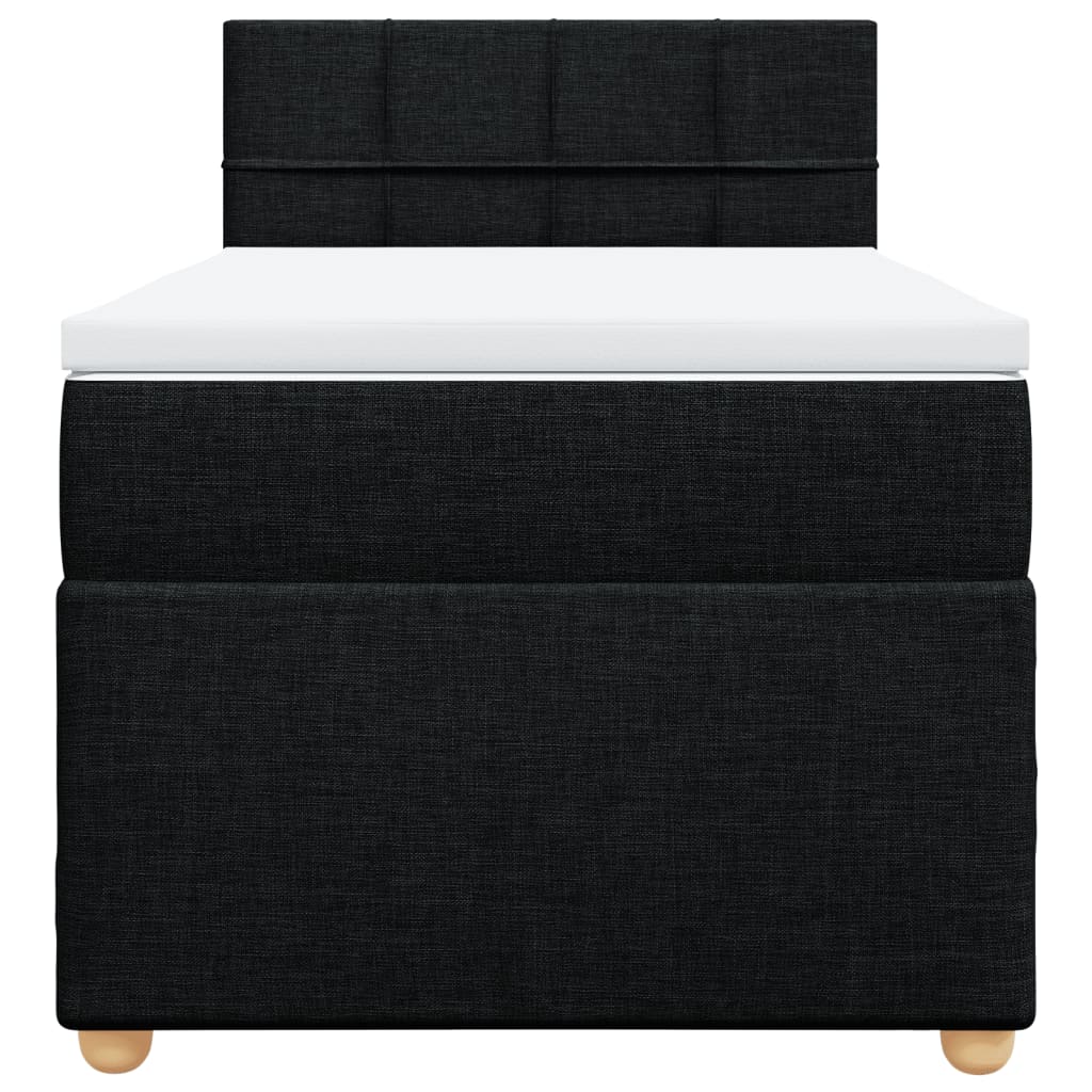 Pat box spring cu saltea, negru, 90x200 cm, textil