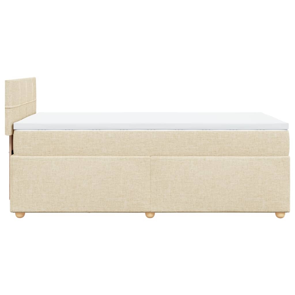 Pat box spring cu saltea, crem, 90x200 cm, textil