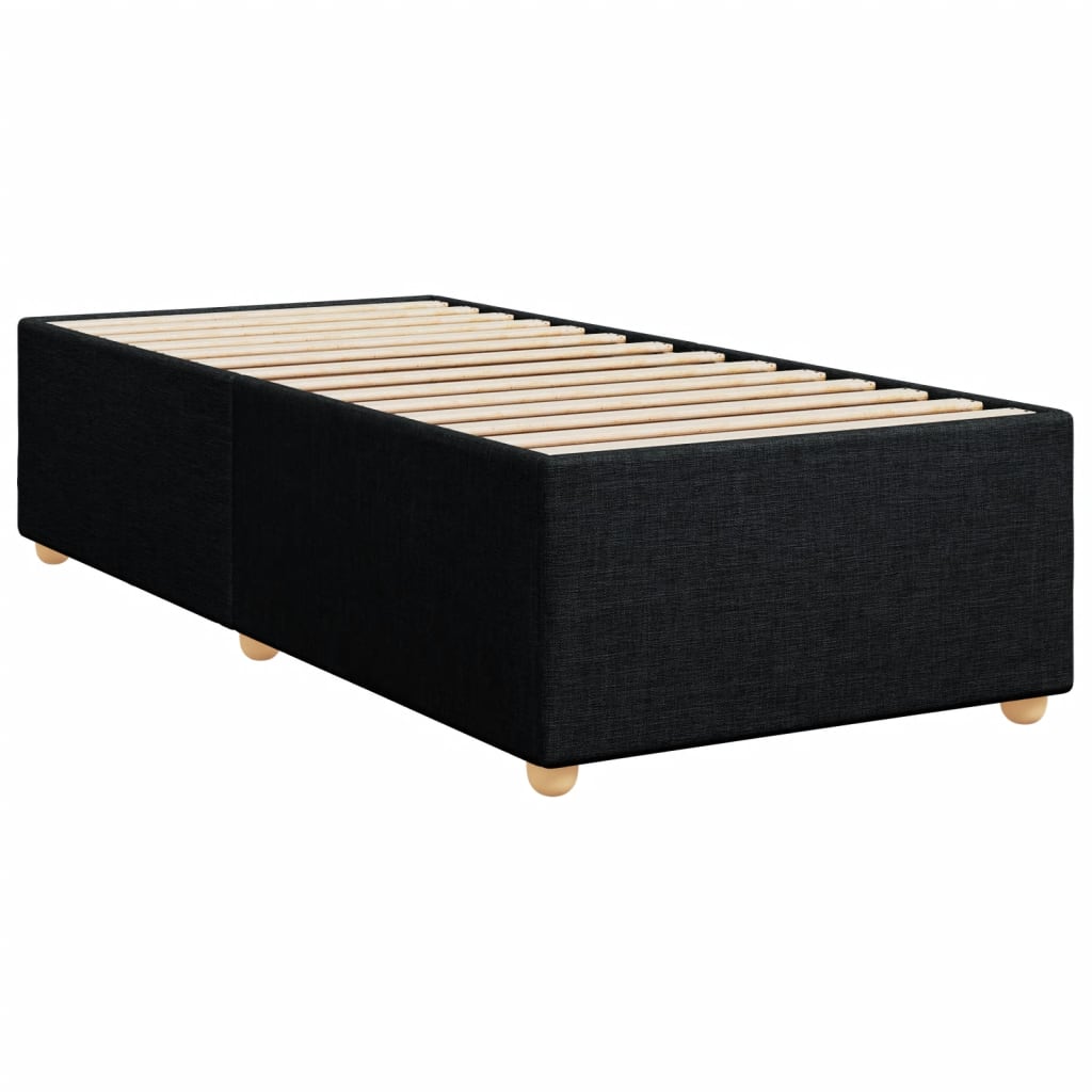 Pat box spring cu saltea, negru, 90x200 cm, textil