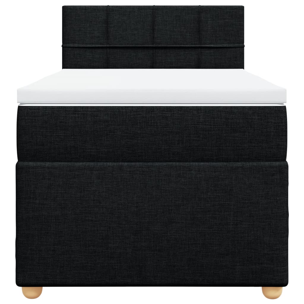 Pat box spring cu saltea, negru, 100x200 cm, textil