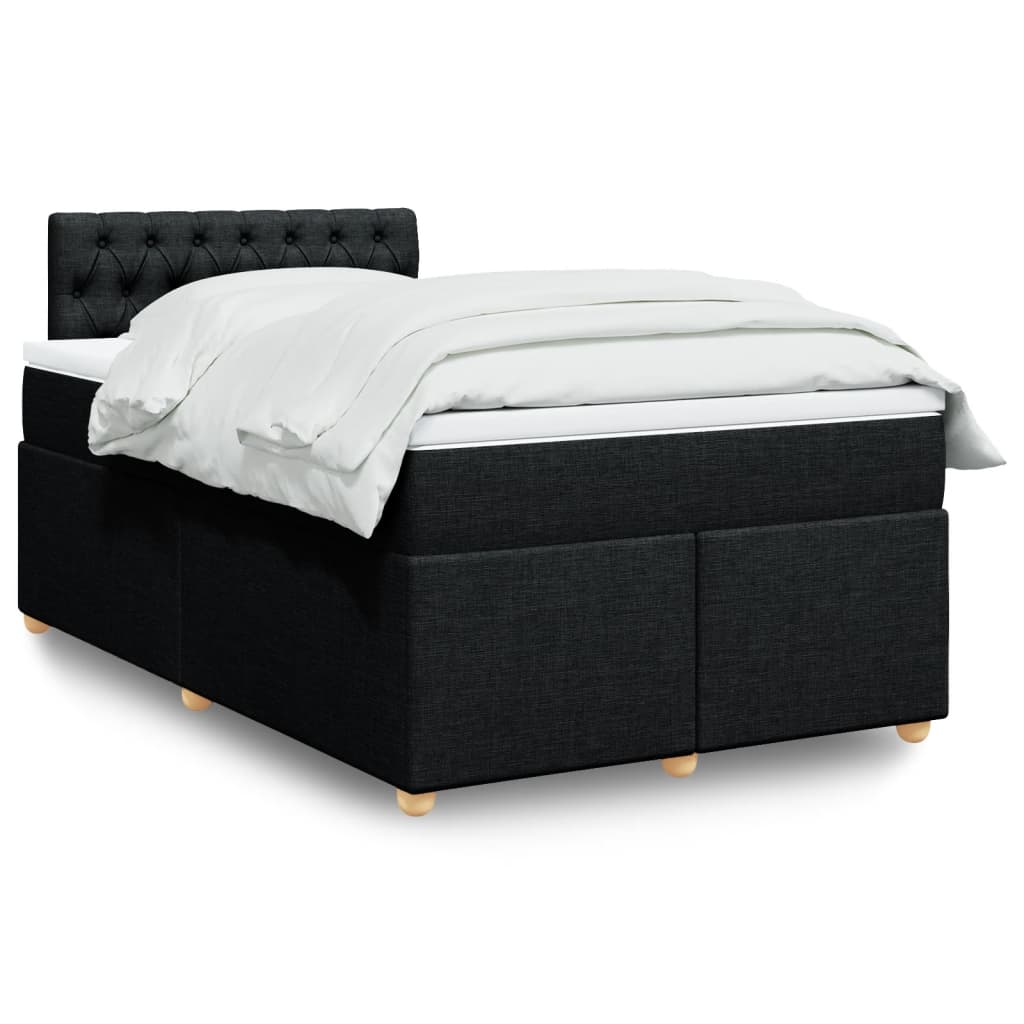 Pat box spring cu saltea, negru, 120x190 cm, catifea