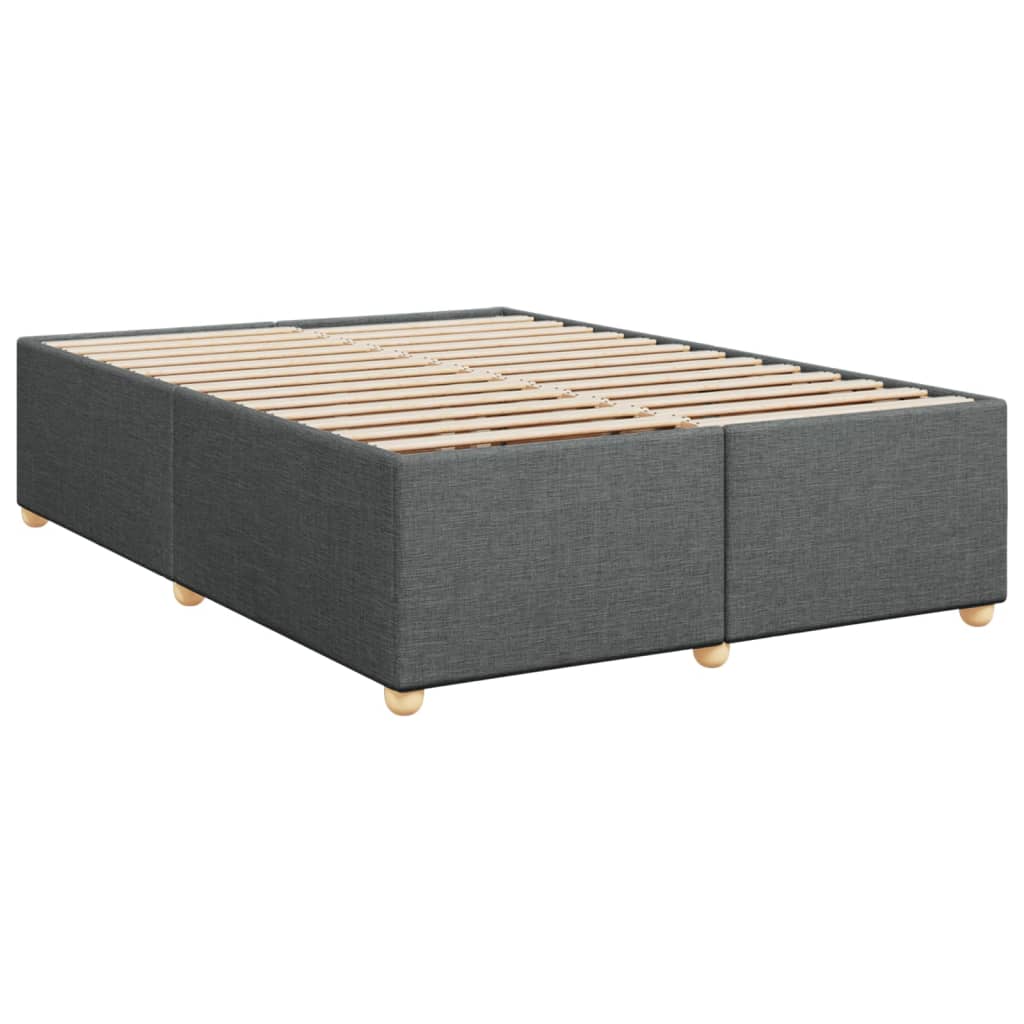 Pat box spring cu saltea, gri închis, 140x190 cm, textil