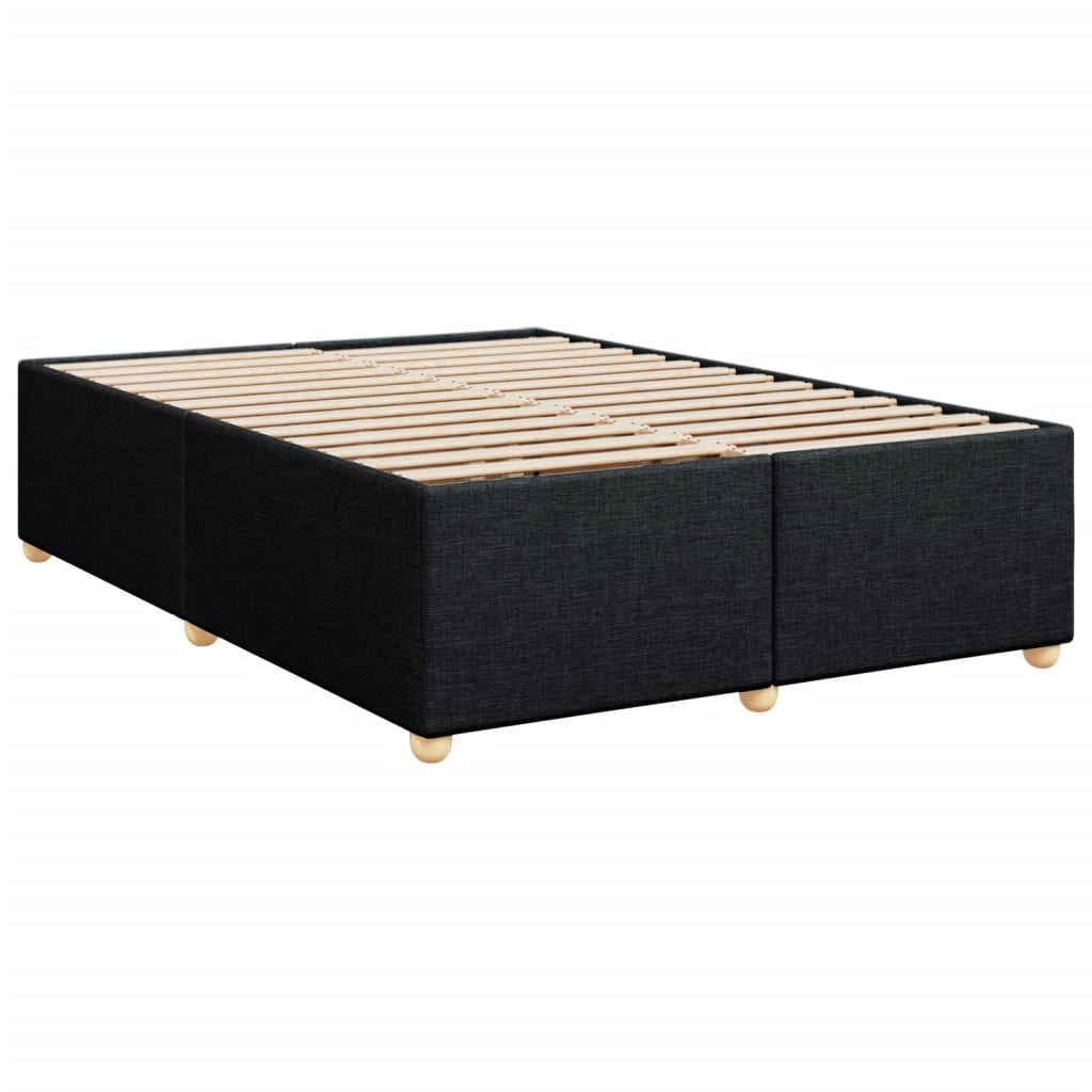 Pat box spring cu saltea, negru, 140x190 cm, textil