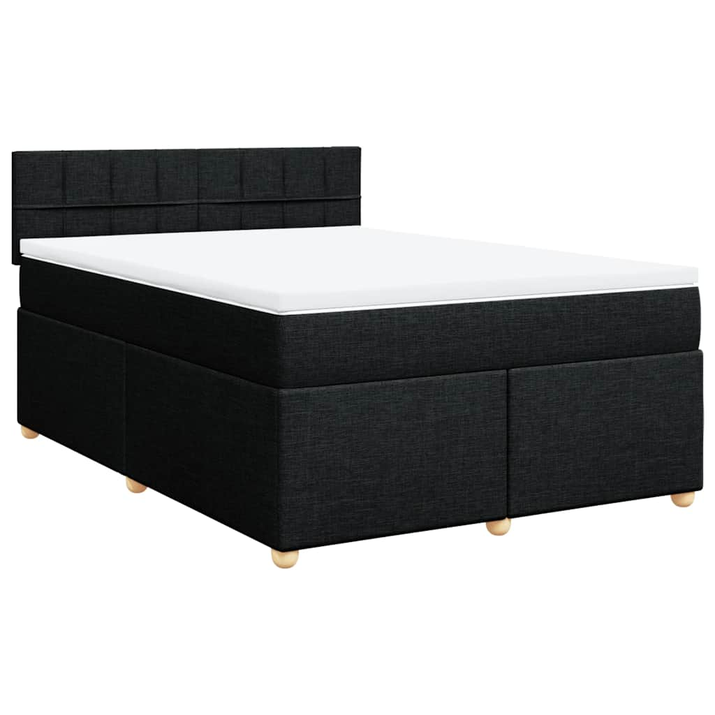 Pat box spring cu saltea, negru, 140x190 cm, textil