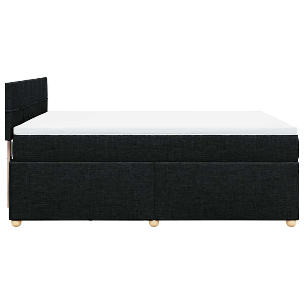 Pat box spring cu saltea, negru, 140x190 cm, textil