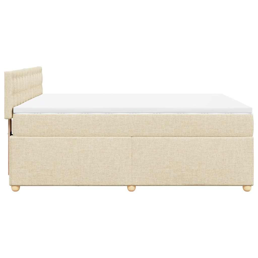 Pat box spring cu saltea, crem, 140x200 cm, textil