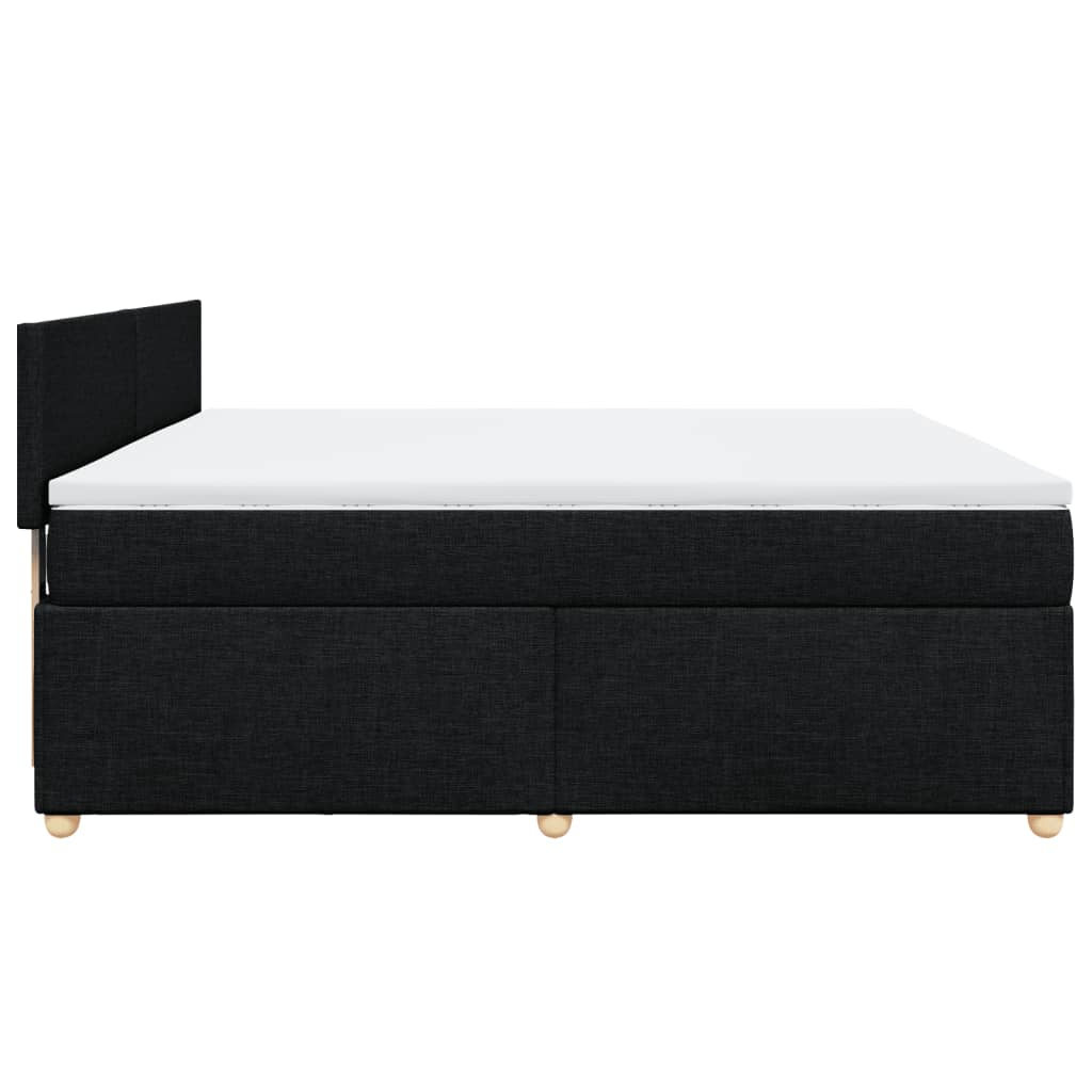 Pat box spring cu saltea, negru, 180x200 cm, catifea