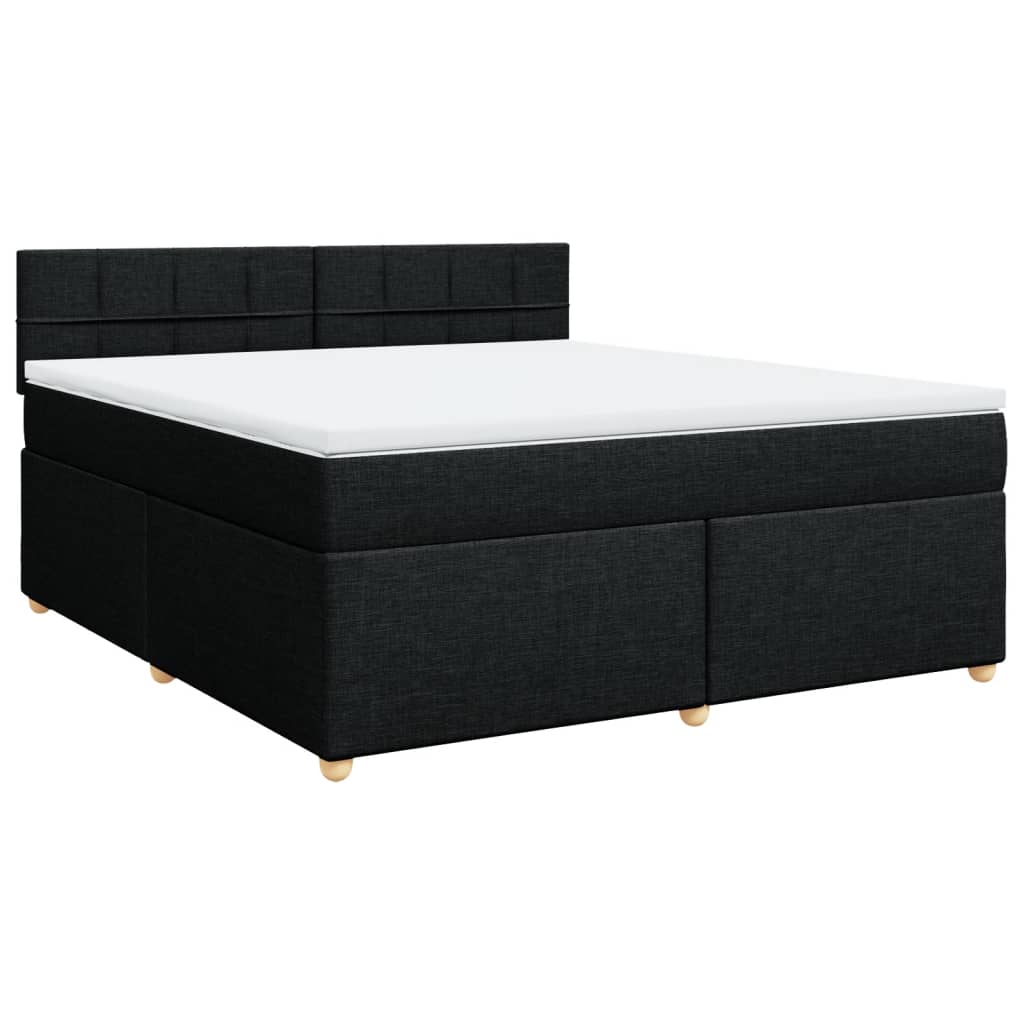 Pat box spring cu saltea, negru, 180x200 cm, catifea