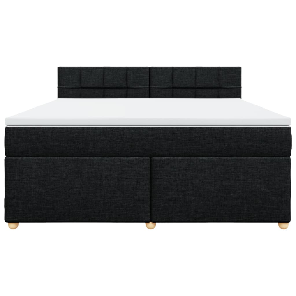 Pat box spring cu saltea, negru, 180x200 cm, catifea