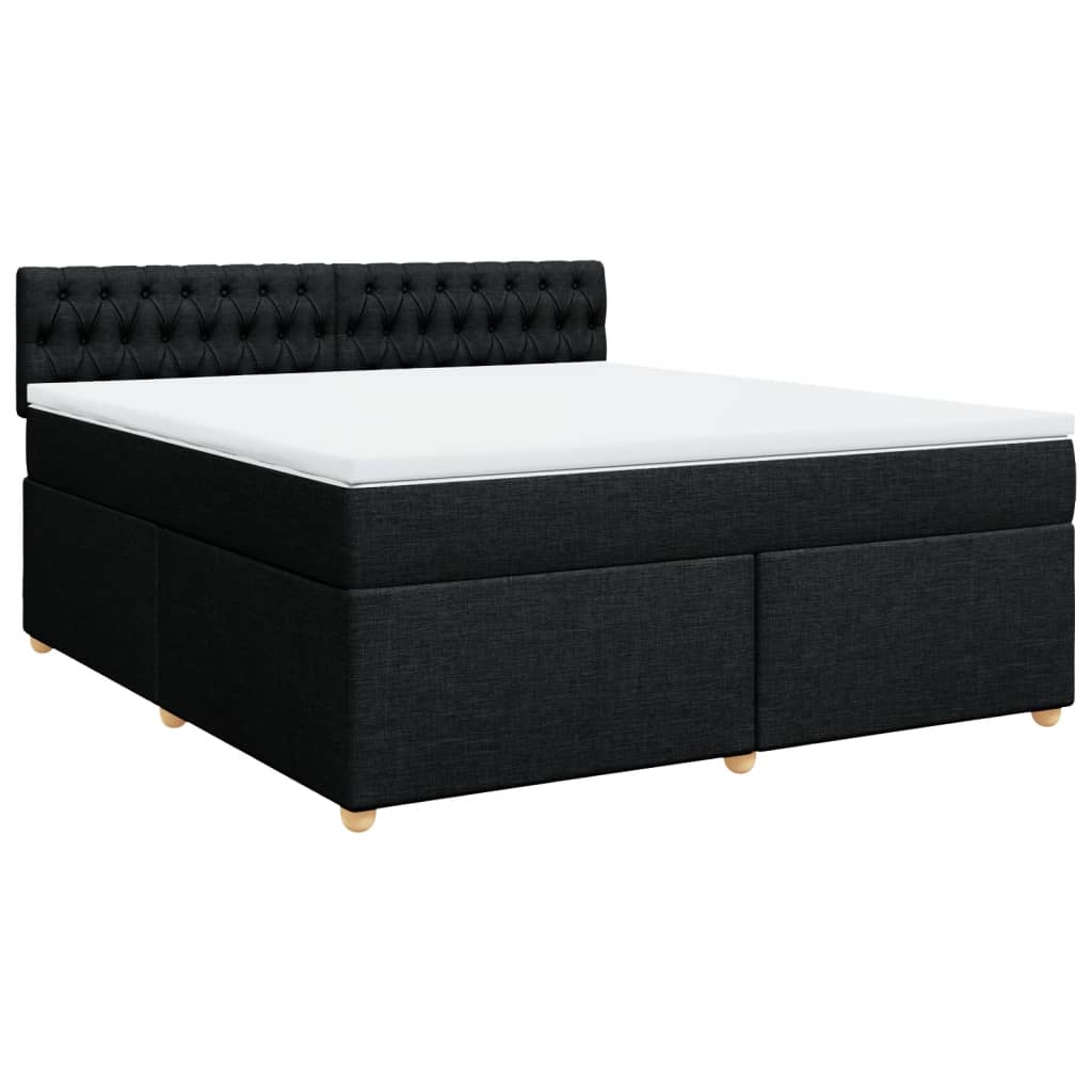 Pat box spring cu saltea, negru, 180x200 cm, catifea