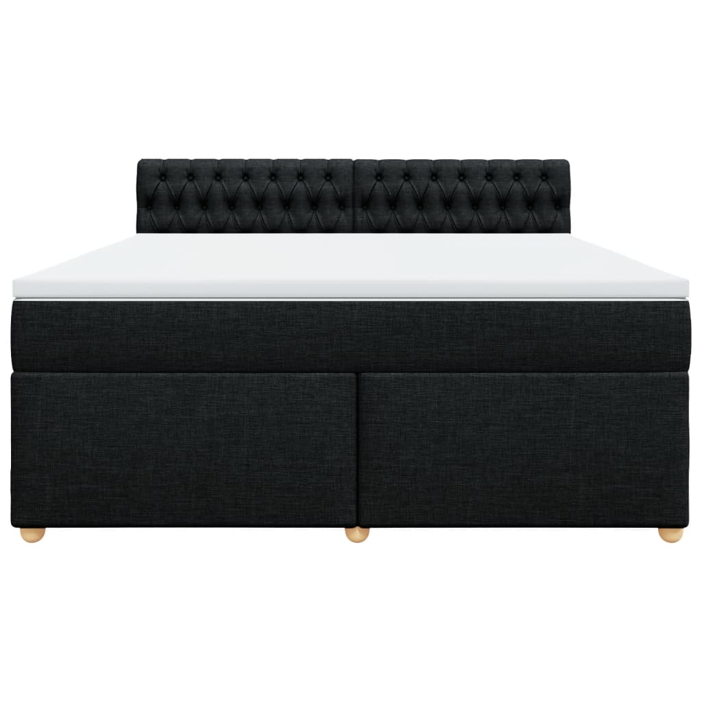 Pat box spring cu saltea, negru, 180x200 cm, catifea