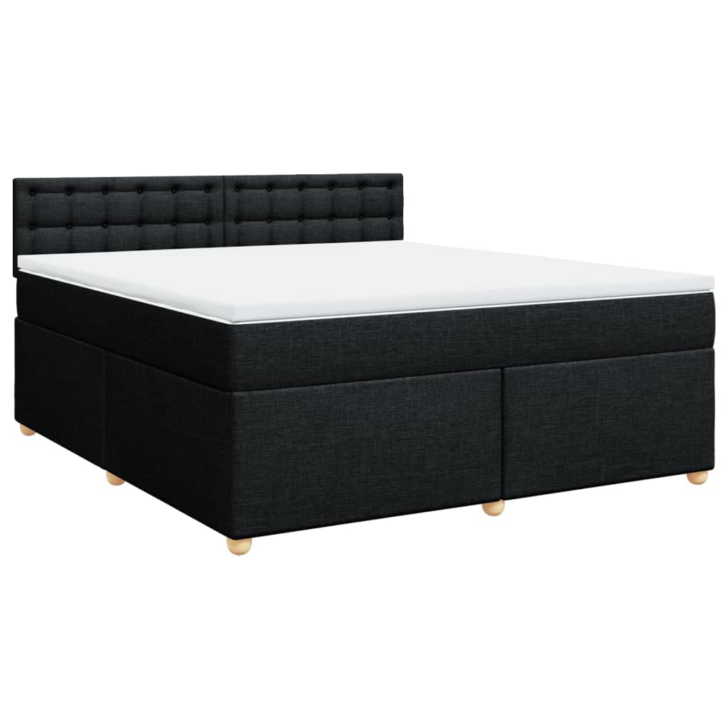 Pat box spring cu saltea, negru, 180x200 cm, catifea