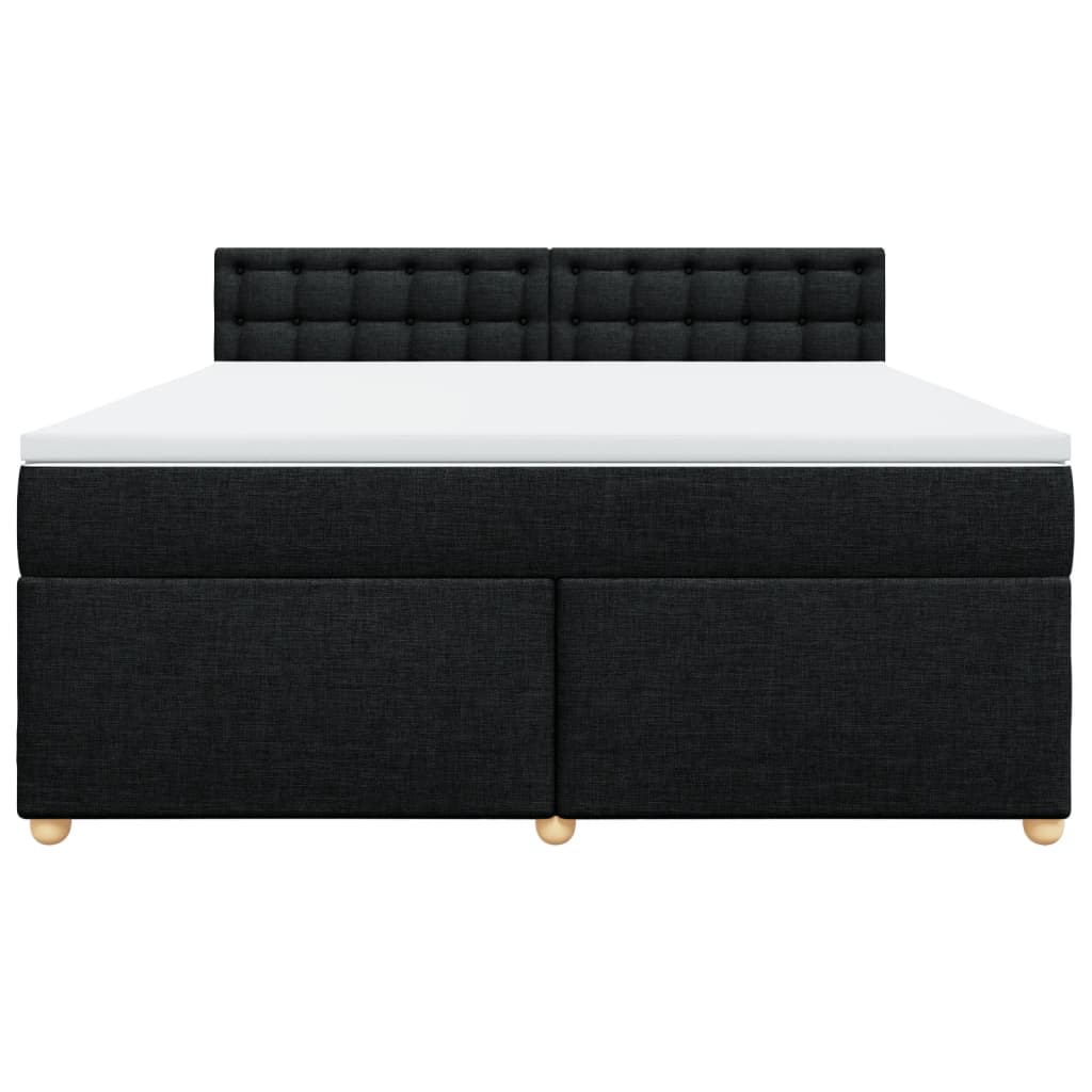 Pat box spring cu saltea, negru, 180x200 cm, catifea