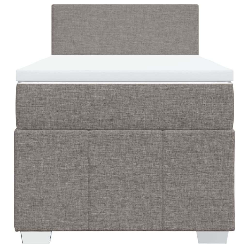 Pat box spring cu saltea, gri taupe, 80x200 cm, textil