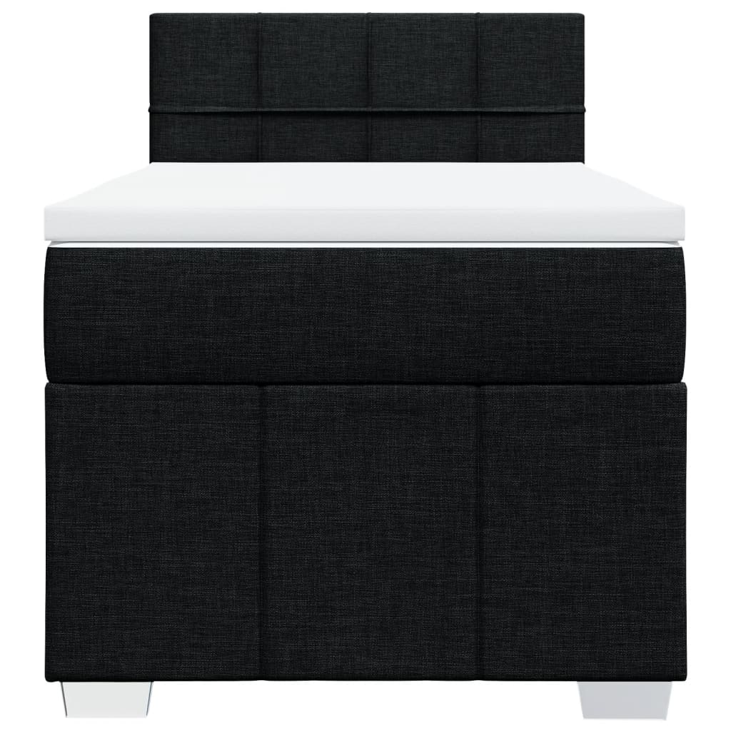 Pat box spring cu saltea, negru, 80x200 cm, textil