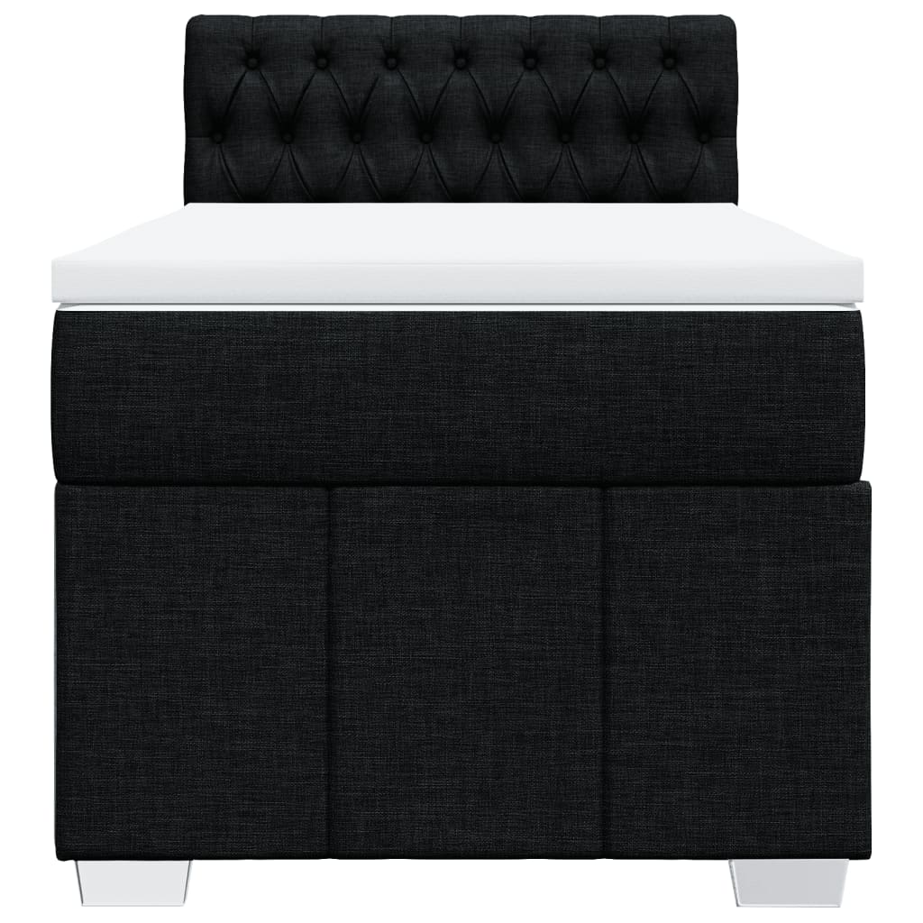 Pat box spring cu saltea, negru, 80x200 cm, textil