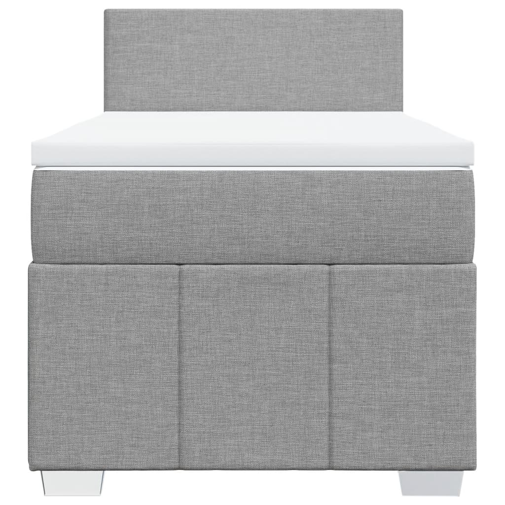 Pat box spring cu saltea, gri deschis, 90x190 cm, textil