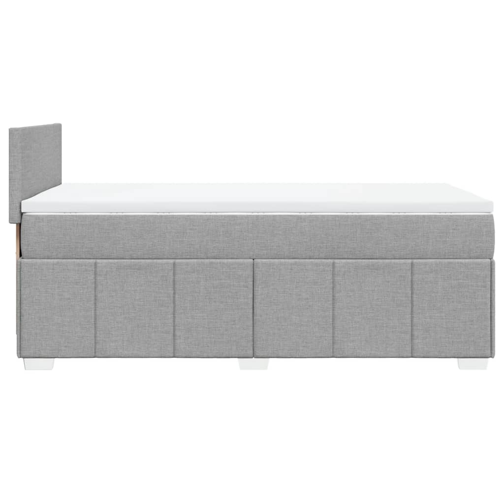 Pat box spring cu saltea, gri deschis, 90x190 cm, textil