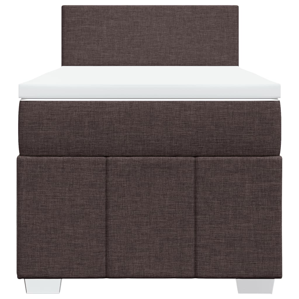 Pat box spring cu saltea, maro închis, 90x190 cm, textil