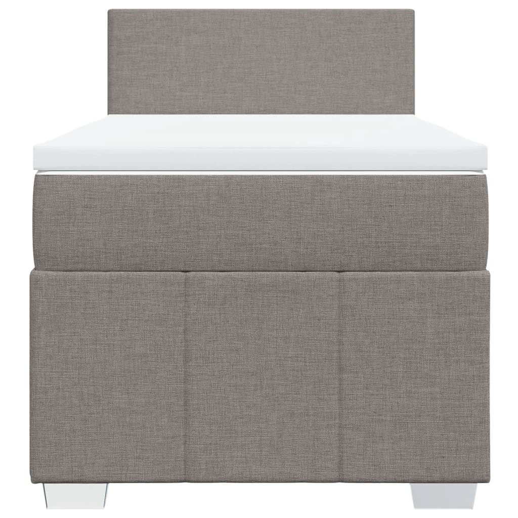 Pat box spring cu saltea, gri taupe, 90x190 cm, textil