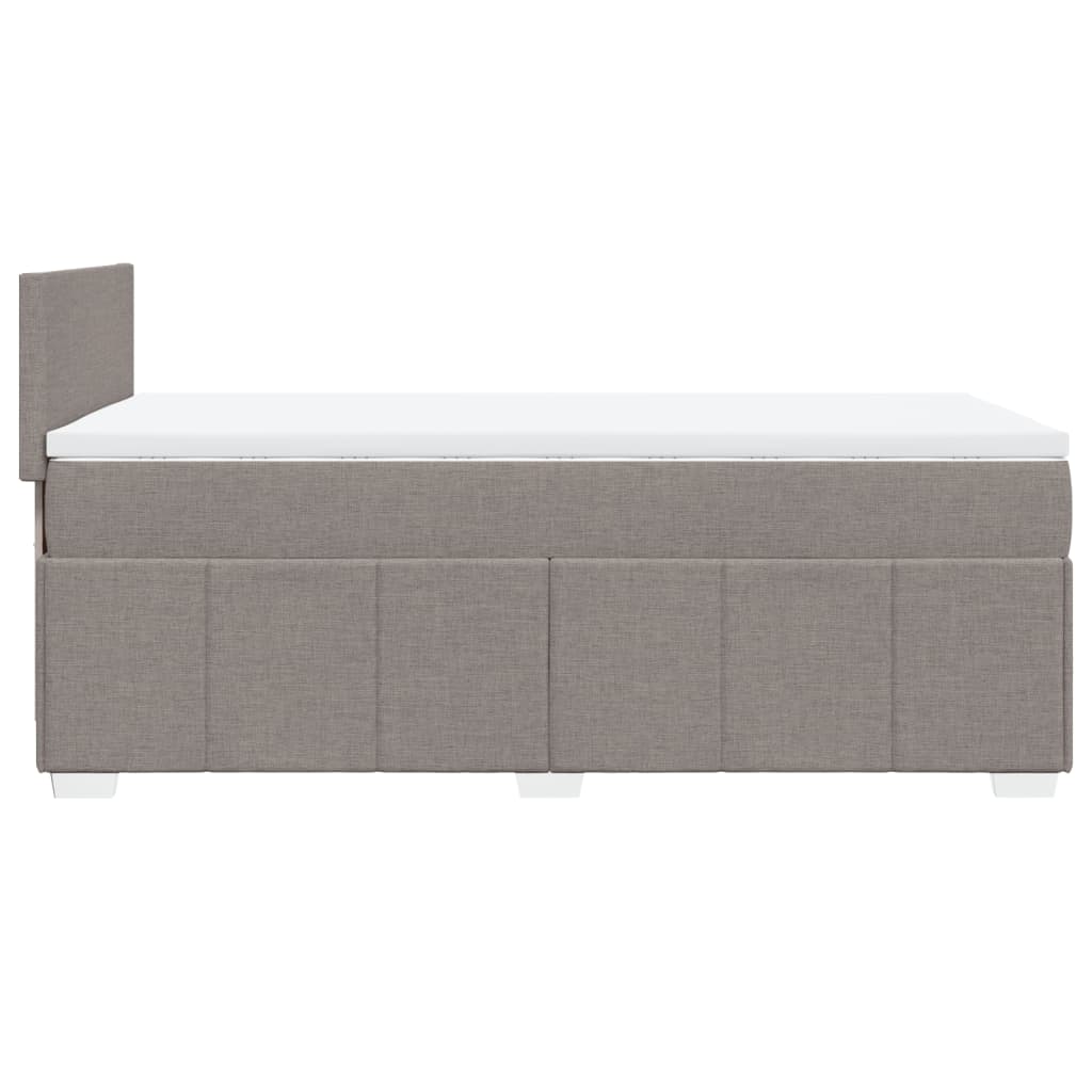 Pat box spring cu saltea, gri taupe, 90x190 cm, textil