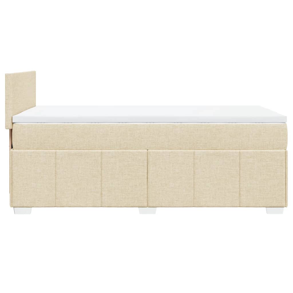 Pat box spring cu saltea, crem, 90x190 cm, textil