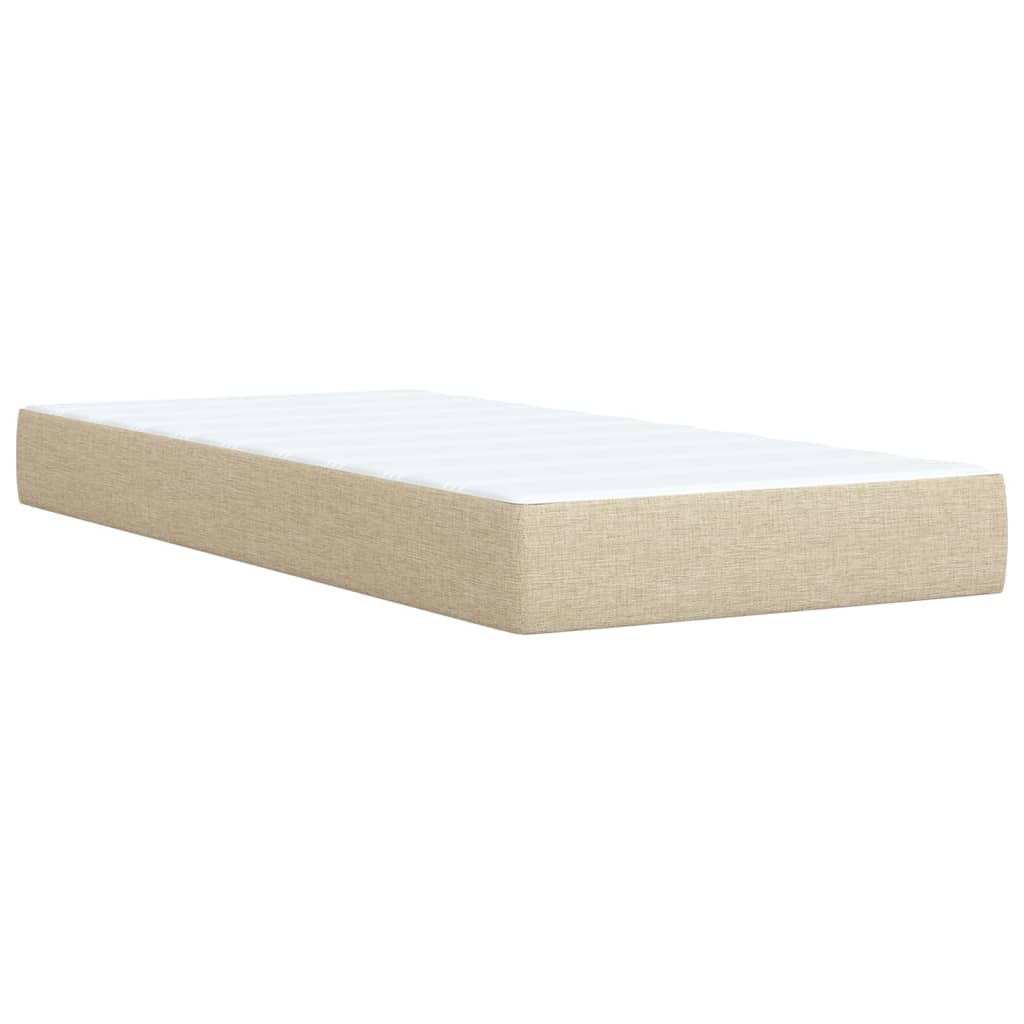 Pat box spring cu saltea, crem, 90x190 cm, textil