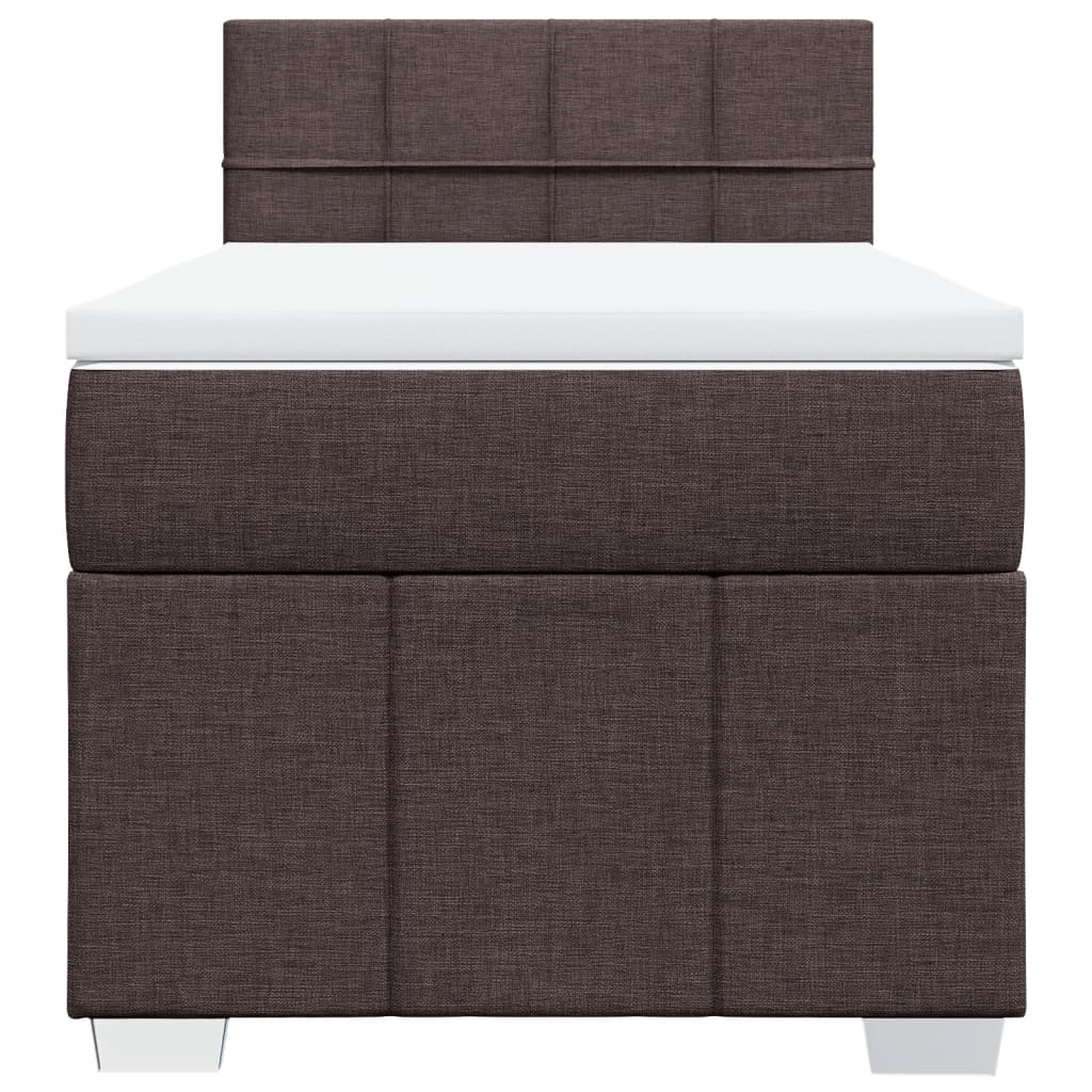 Pat box spring cu saltea, maro închis, 90x190 cm, textil