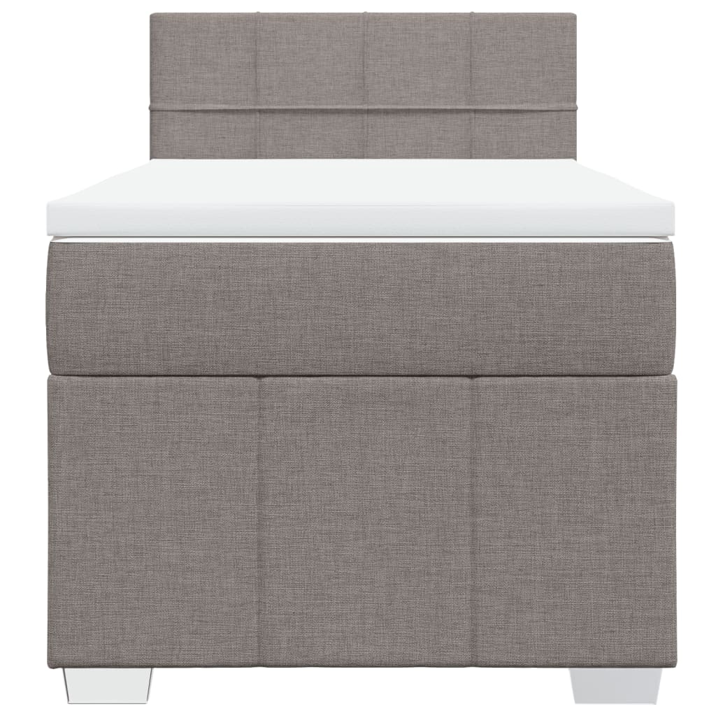 Pat box spring cu saltea, gri taupe, 90x190 cm, textil